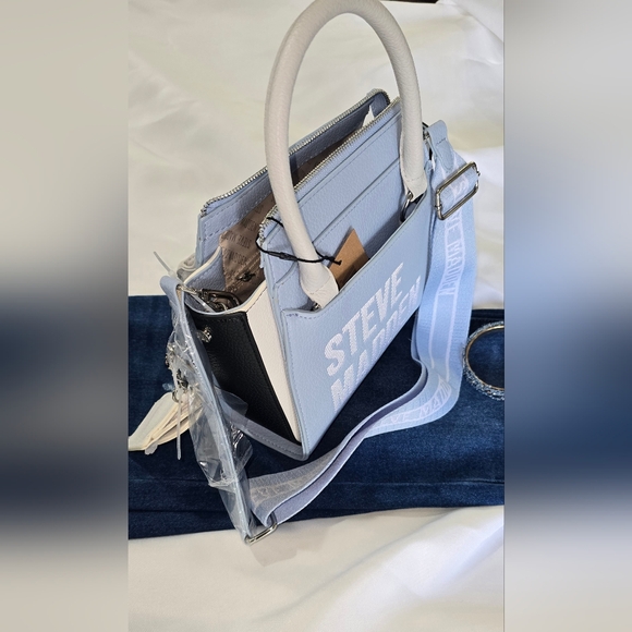 Steve Madden Light Blue Handbag with White Accents - Picture 4 of 6